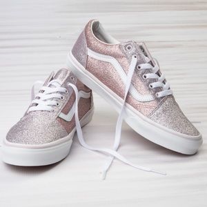 EUC Vans Old Skool Glitter Skate Shoe - Big Kid - Orchid Ice / Powder Pink